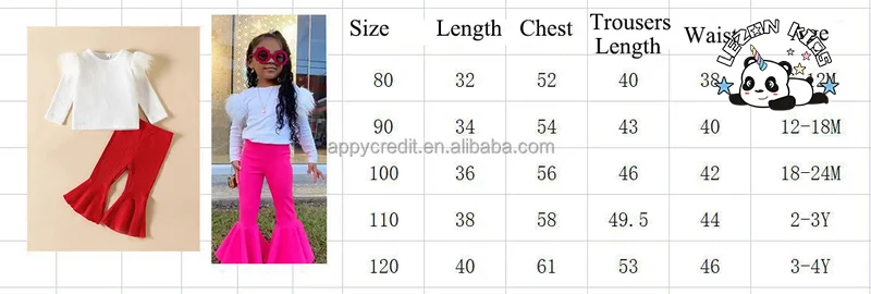 LEZONKIDS - New Children's Clothes Girls' Suit Pit Strip Cotton Long-Sleeved Top Flare Pants Two-Piece Set